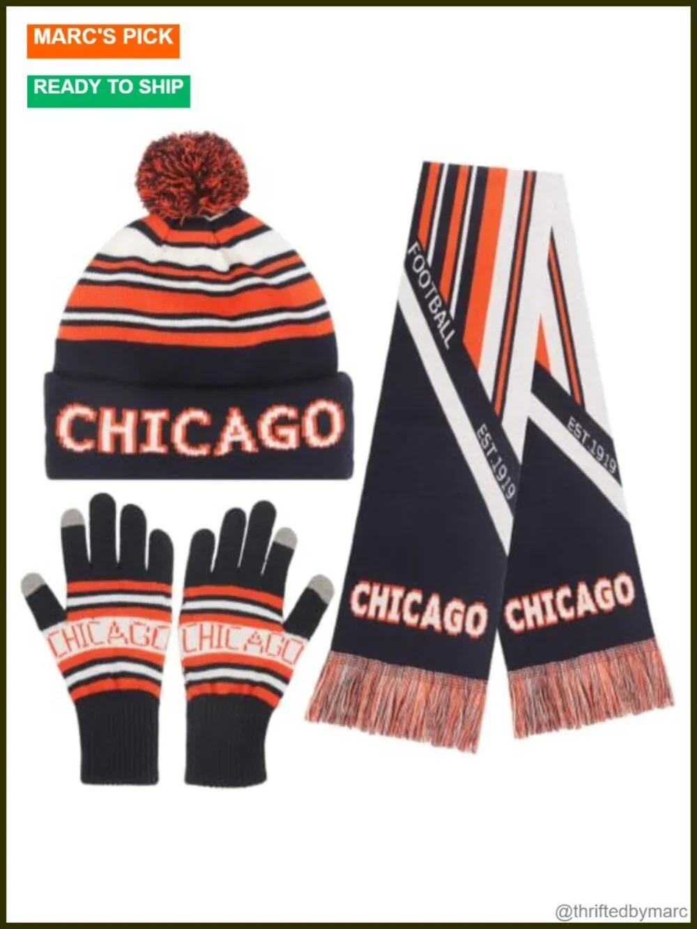 Winter Beanie Hat Gloves Scarf Set with Touchscreen Knit 3 Piece